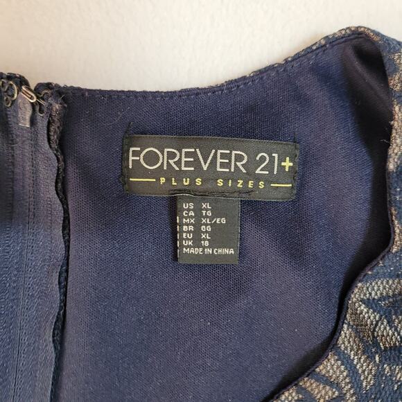 Forever 21 Plus Size Dress XL Blue Sleeveless Lace Fit & Flare Cocktail Glam Y2K - Picture 6 of 8